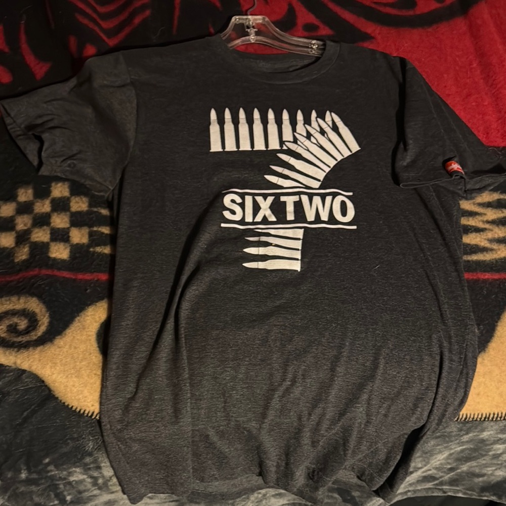 Gray Graphic T-Shirt with Bullet Design